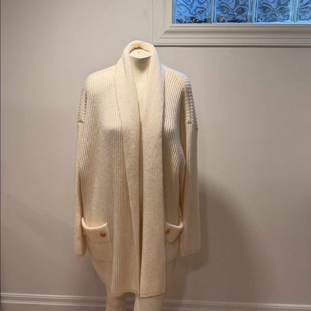 Escada Cream Ribbed Cardigan